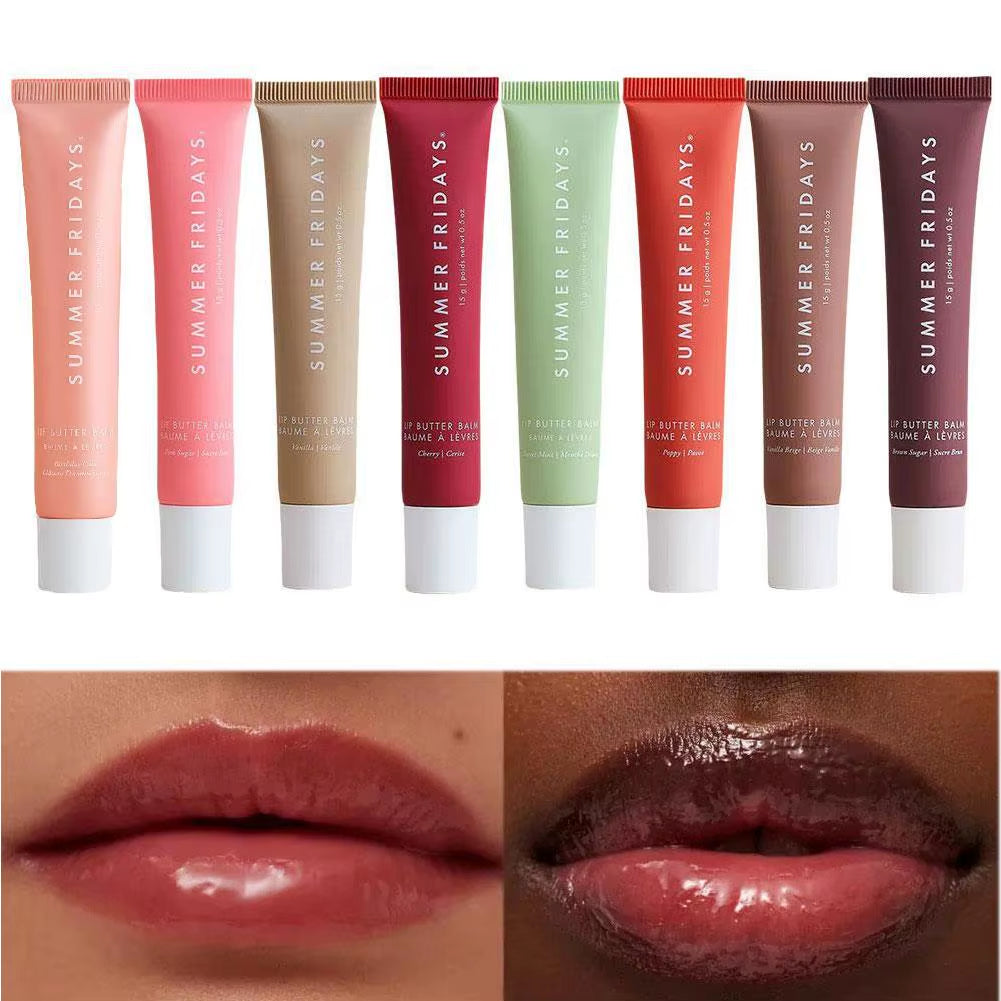 Summer Fridays Vanilla Beige Lip Balm Mini Lip Gloss Set: Moisturizing, Transparent Lip Makeup