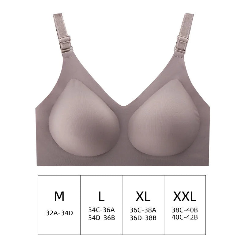 Women Seamless Bras Thin Style Comfortable Lingerie Deep V Gather