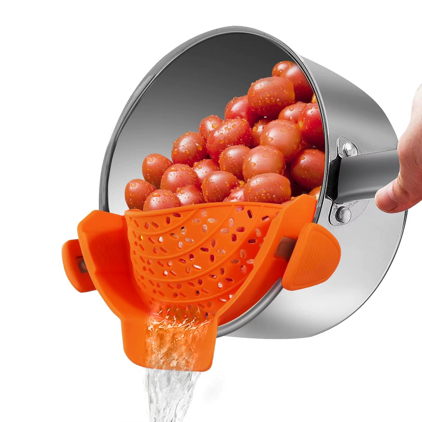 Universal Silicone Clip-On Pan Pot Strainer: Anti-Spill, Food-Grade Colander for Pasta, Fruits, and Vegetables