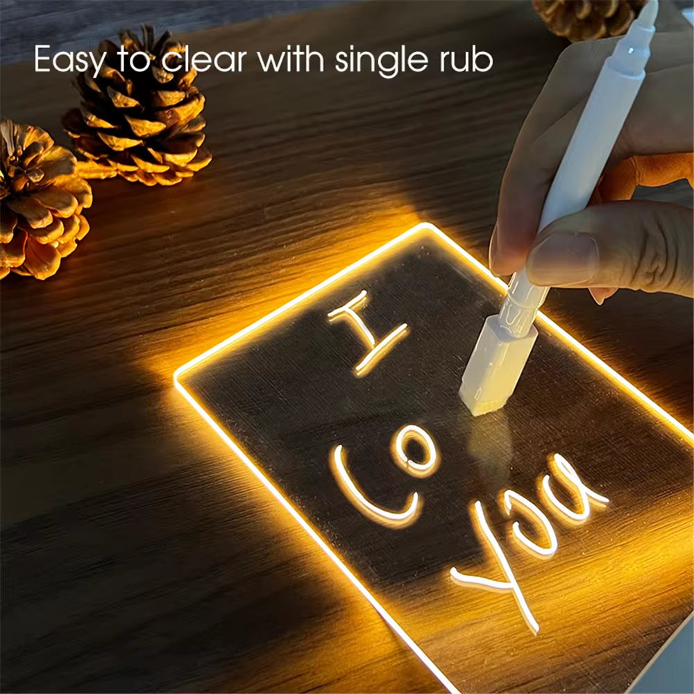 Transparent Luminous LED Night Light: USB-Powered Acrylic Message Board