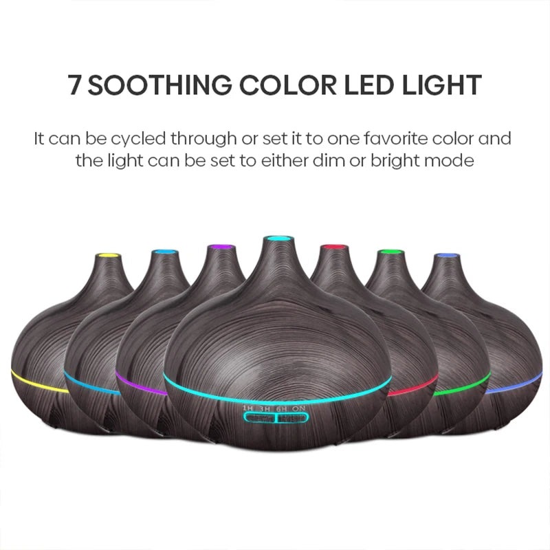 Aromatherapy Air Humidifier Essential Oil Diffuser Wood Grain Remote Control Ultrasonic