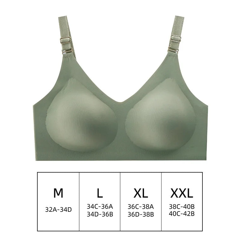 Women Seamless Bras Thin Style Comfortable Lingerie Deep V Gather
