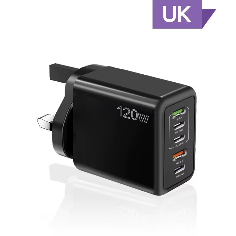 Charging Wall Charger: 5-in-1 2 USB and 3 Type-C Ports for Multiple Devices