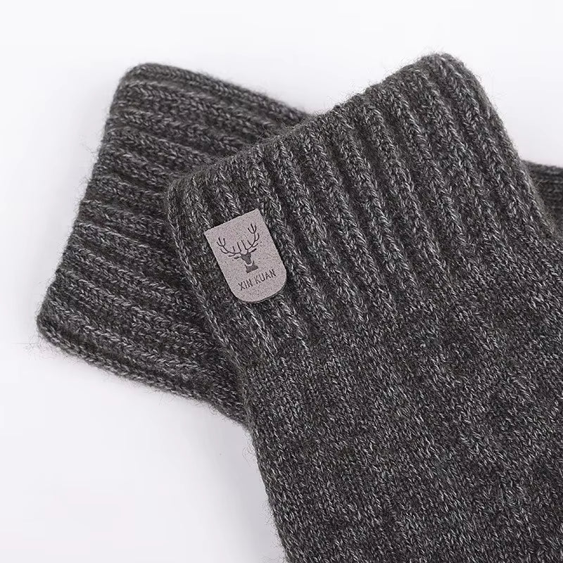 Men Winter Touchscreen Gloves: Warm Wool Knitted Fleece for Cold Weather