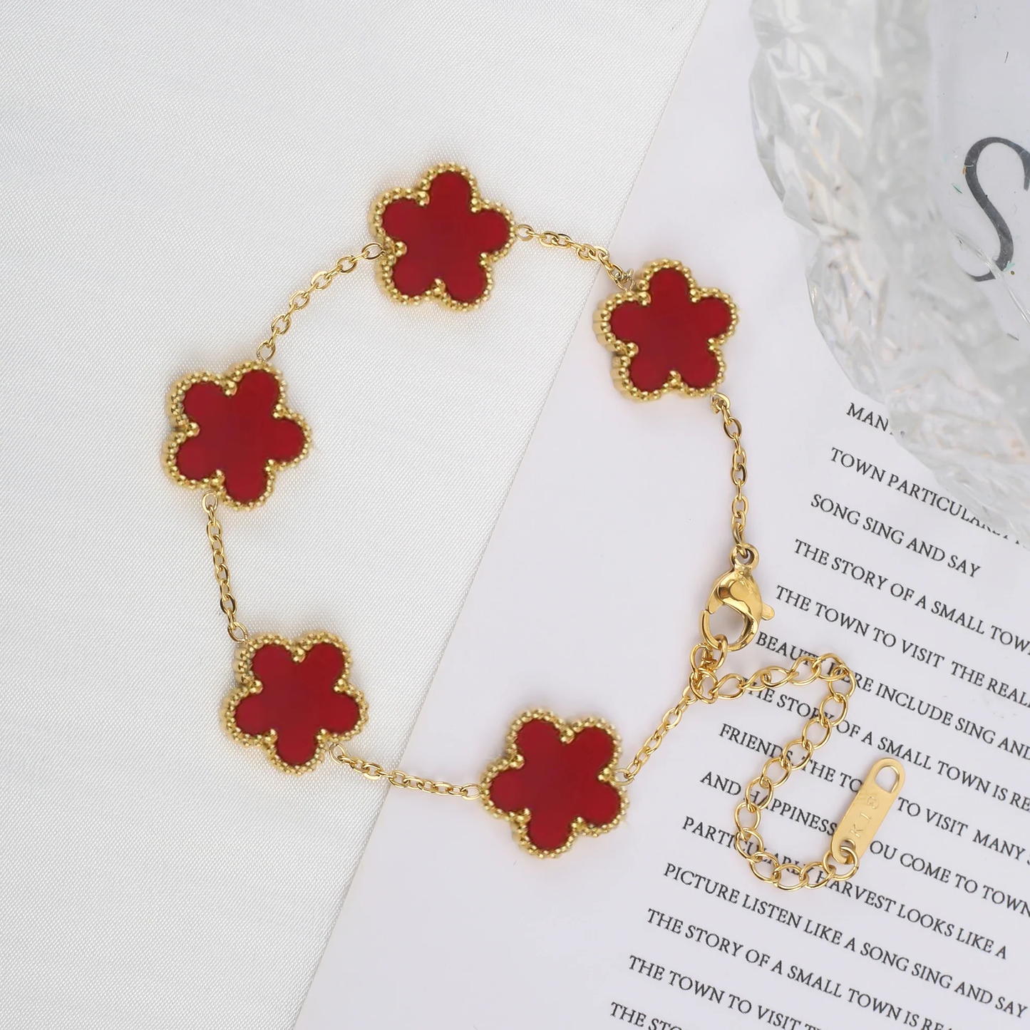 Classic Luxury Stainless Steel Bracelet β Adjustable Five-Flower Clover Design for Women, Fashion Jewelry