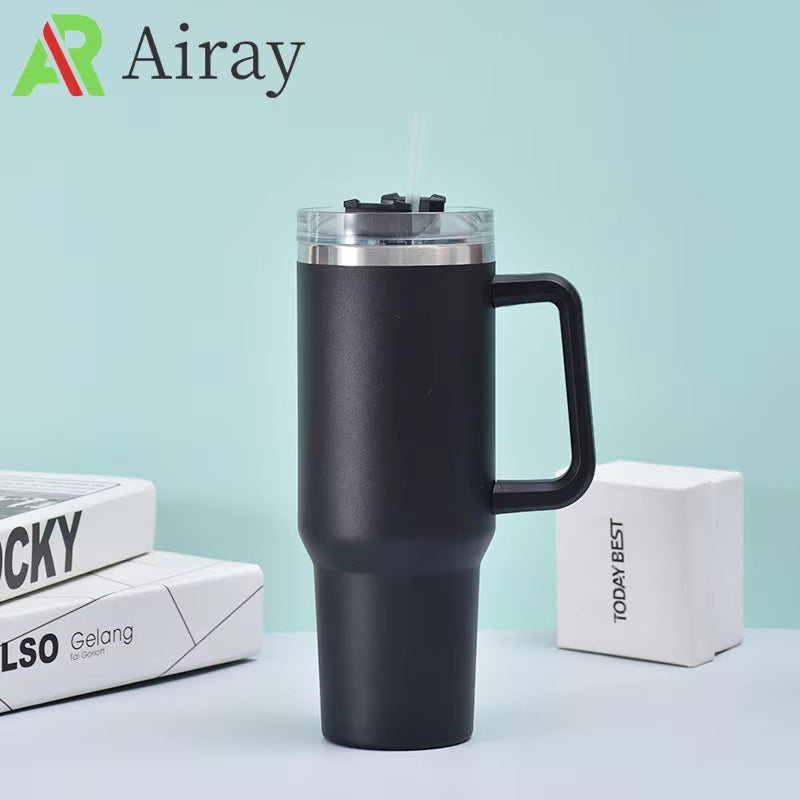 Stainless Steel Vacuum Tumbler 40oz – Travel Coffee Mug with Handle, Insulated Water Bottle & Outdoor Cup
