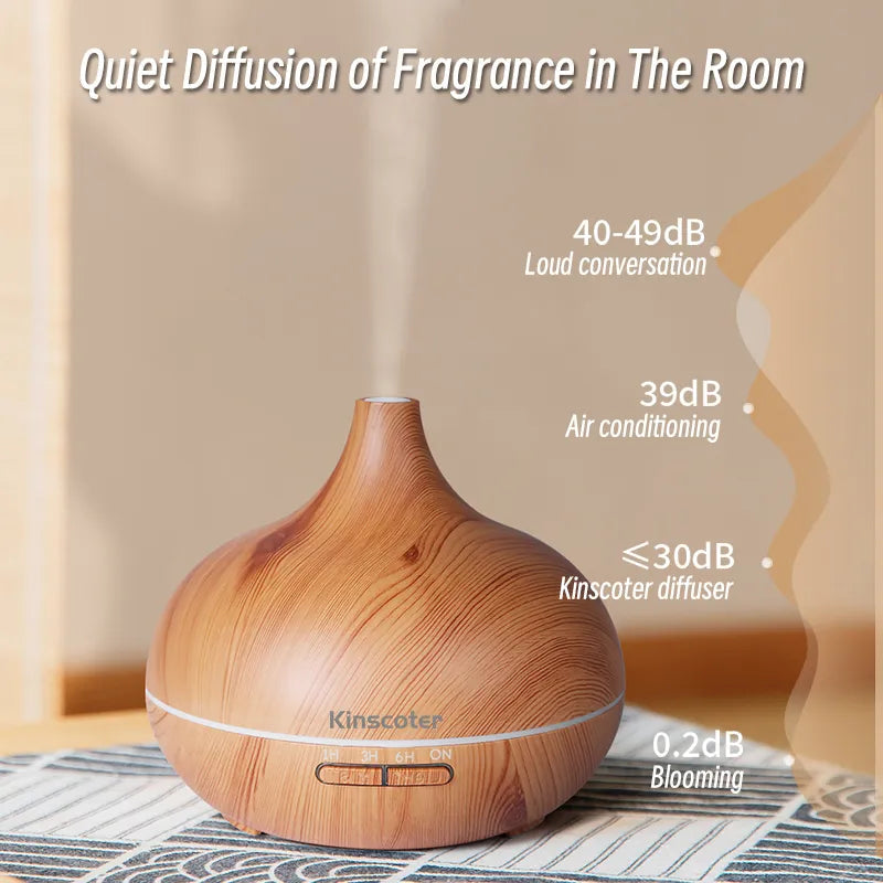 Aromatherapy Air Humidifier Essential Oil Diffuser Wood Grain Remote Control Ultrasonic