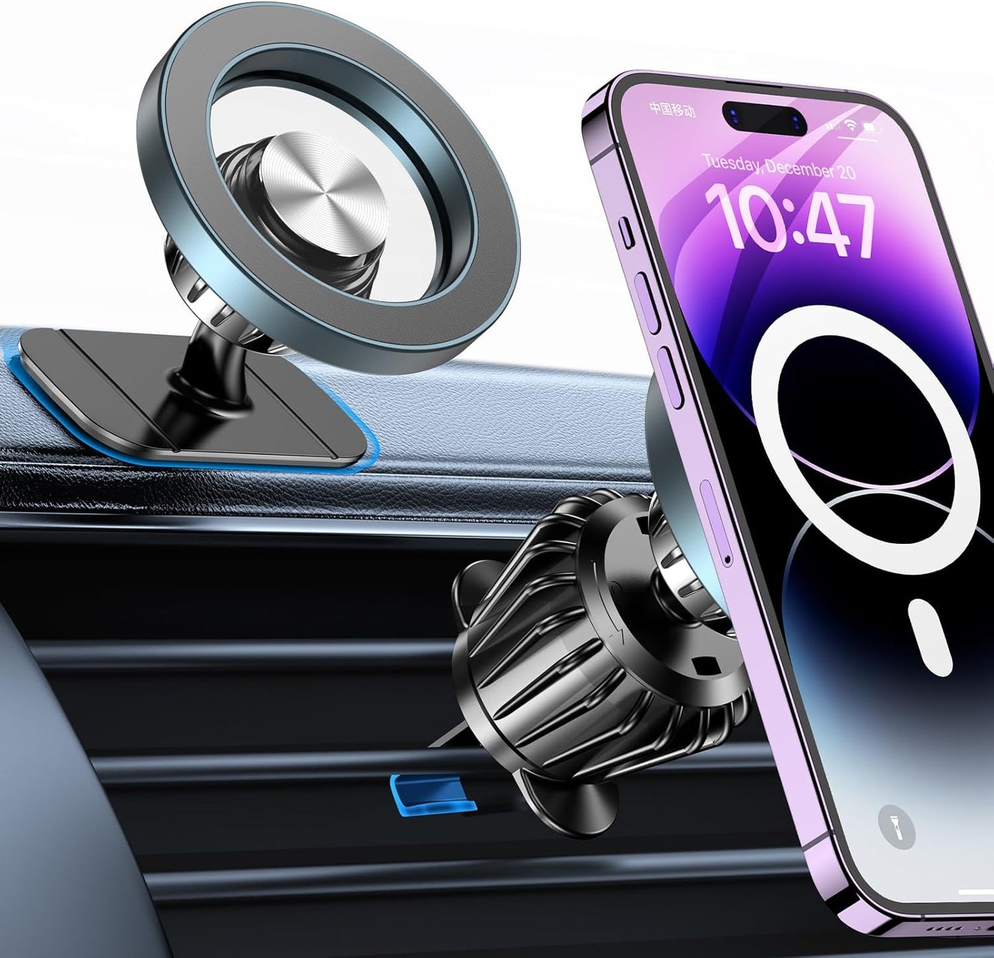 Kaistyle MagSafe Car Mount with 20 Strong Magnets – Magnetic Dash Phone Holder for Car, Secure Cell Phone Mount for android, iPhone 17, 16, 15, 14 Series