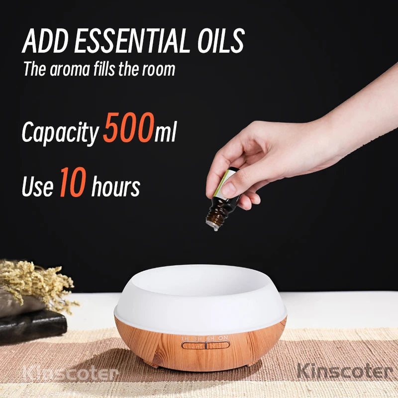 Aromatherapy Air Humidifier Essential Oil Diffuser Wood Grain Remote Control Ultrasonic