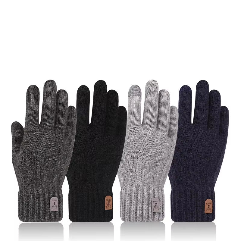 Men Winter Touchscreen Gloves: Warm Wool Knitted Fleece for Cold Weather