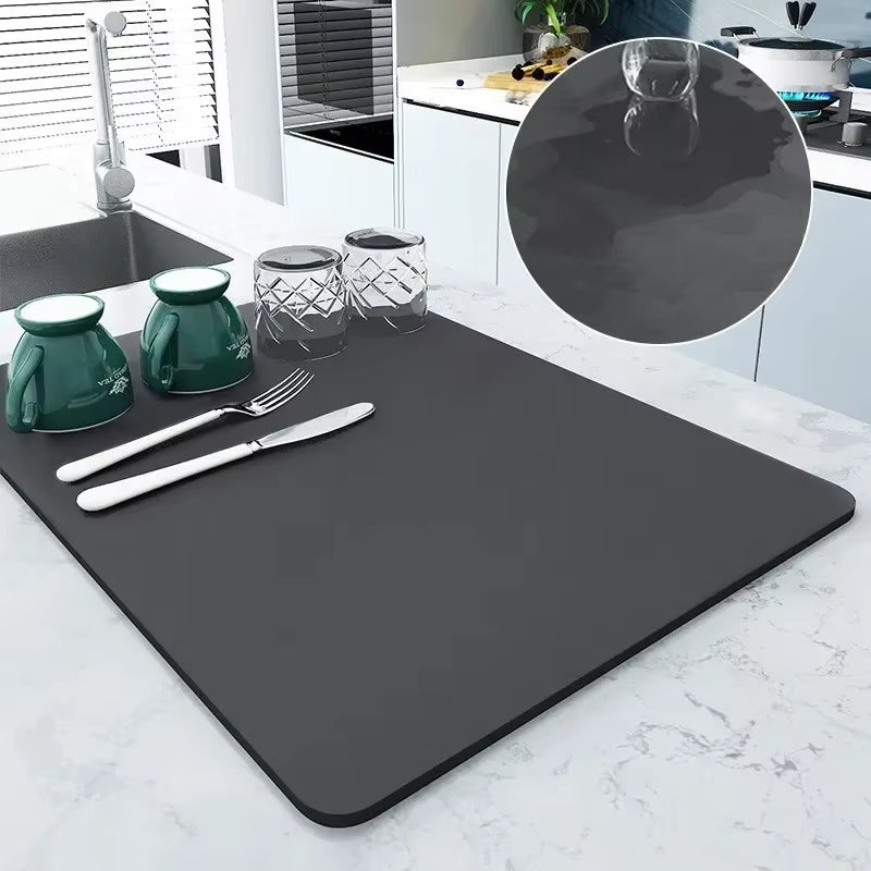 Diatomite Bar Placemat: Quick-Drying, Absorbent, and Non-Slip Dish Drainer Mat for Kitchen Counter