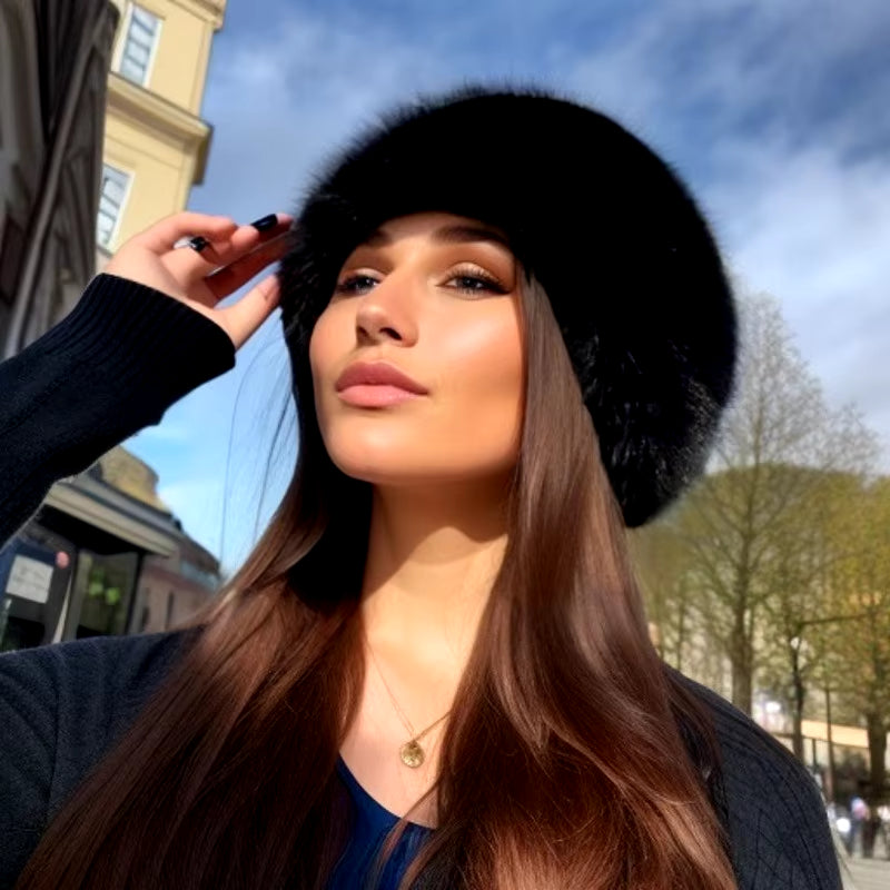 Winter Anti-Mink Women's Fisherman Hat: Simple Solid Color, Thickened Warm Dome Fur Bucket Hat for Women