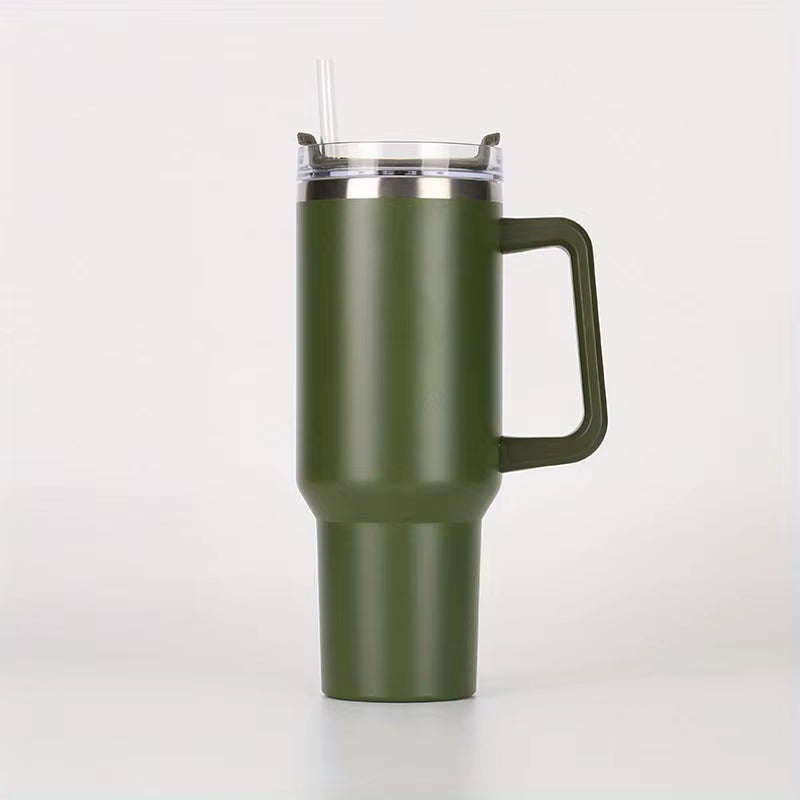 Stainless Steel Vacuum Tumbler 40oz – Travel Coffee Mug with Handle, Insulated Water Bottle & Outdoor Cup
