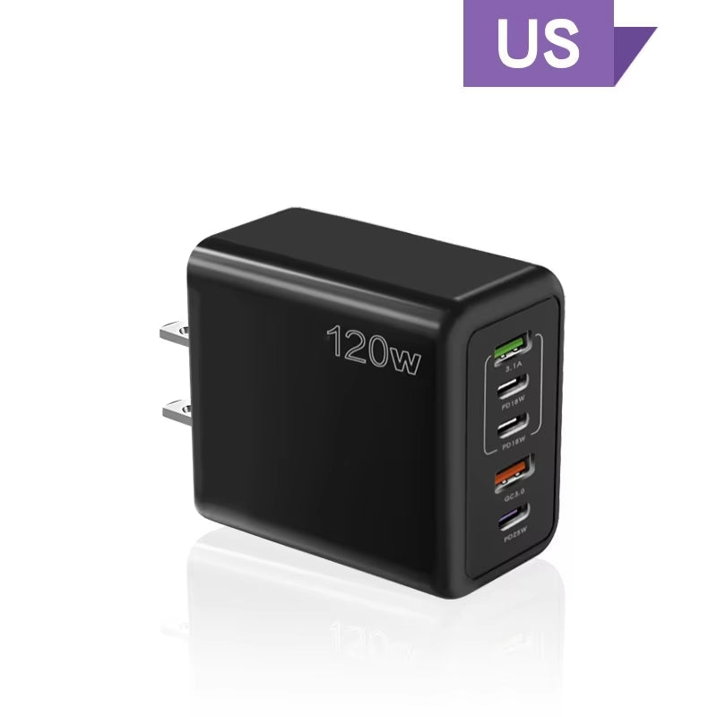 Charging Wall Charger: 5-in-1 2 USB and 3 Type-C Ports for Multiple Devices