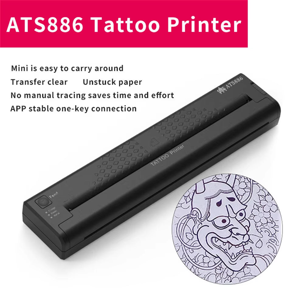 Tattoo Stencil Transfer Printer ATS886 - Portable Thermal Stencil Maker for Line Photo Drawing and Printing