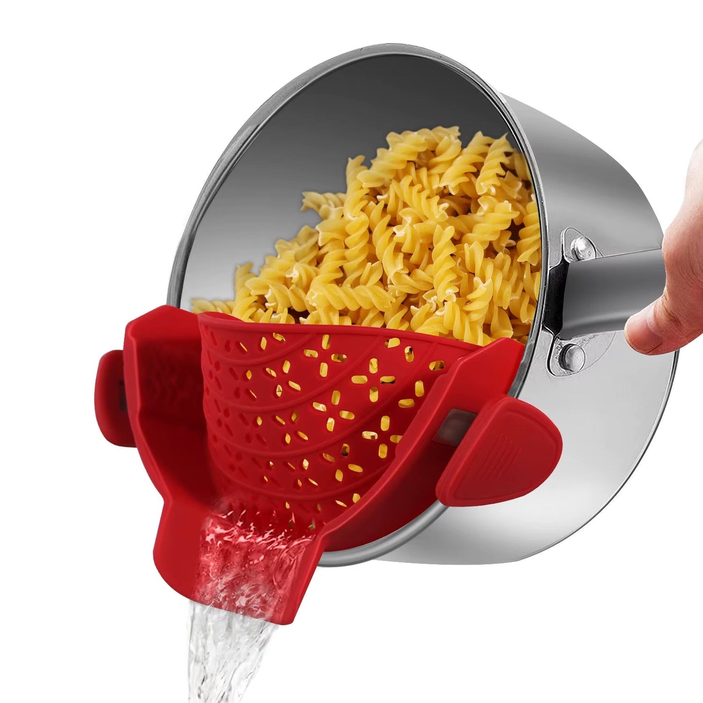 Universal Silicone Clip-On Pan Pot Strainer: Anti-Spill, Food-Grade Colander for Pasta, Fruits, and Vegetables