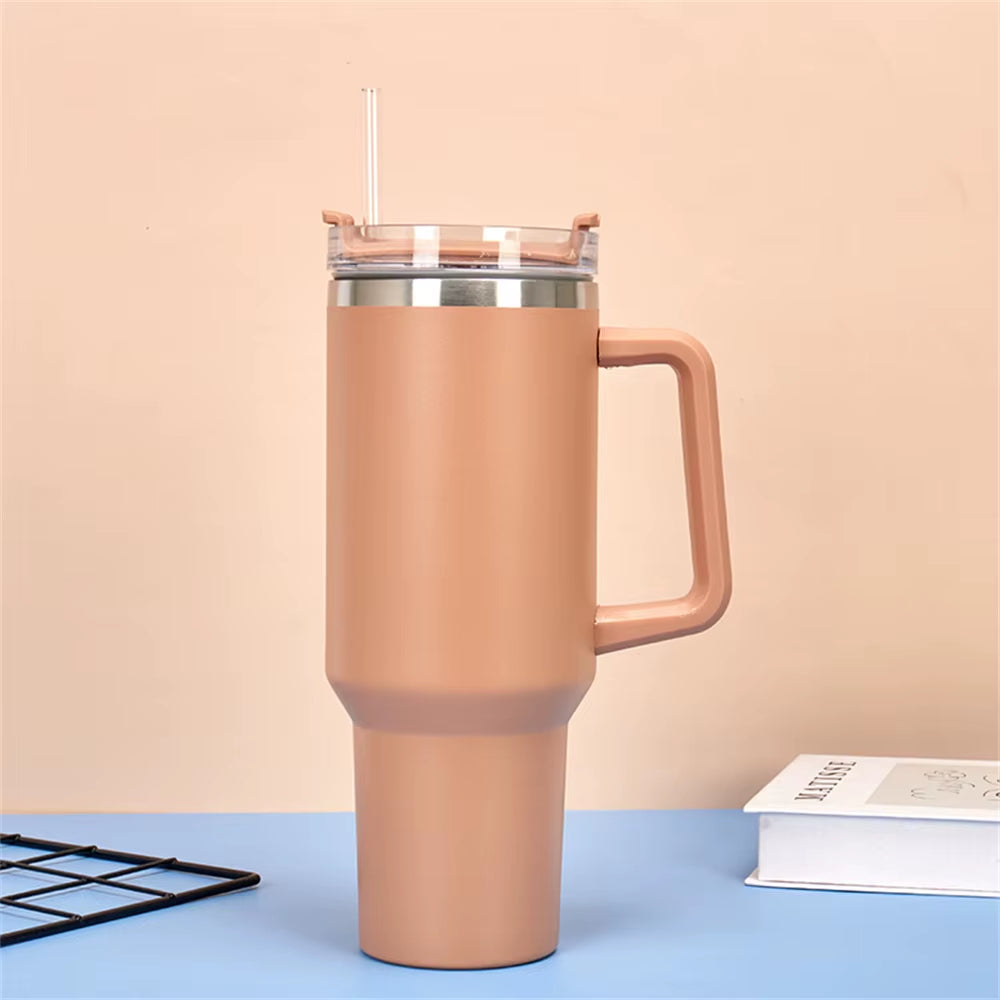Stainless Steel Vacuum Tumbler 40oz – Travel Coffee Mug with Handle, Insulated Water Bottle & Outdoor Cup