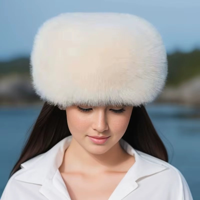 Winter Anti-Mink Women's Fisherman Hat: Simple Solid Color, Thickened Warm Dome Fur Bucket Hat for Women