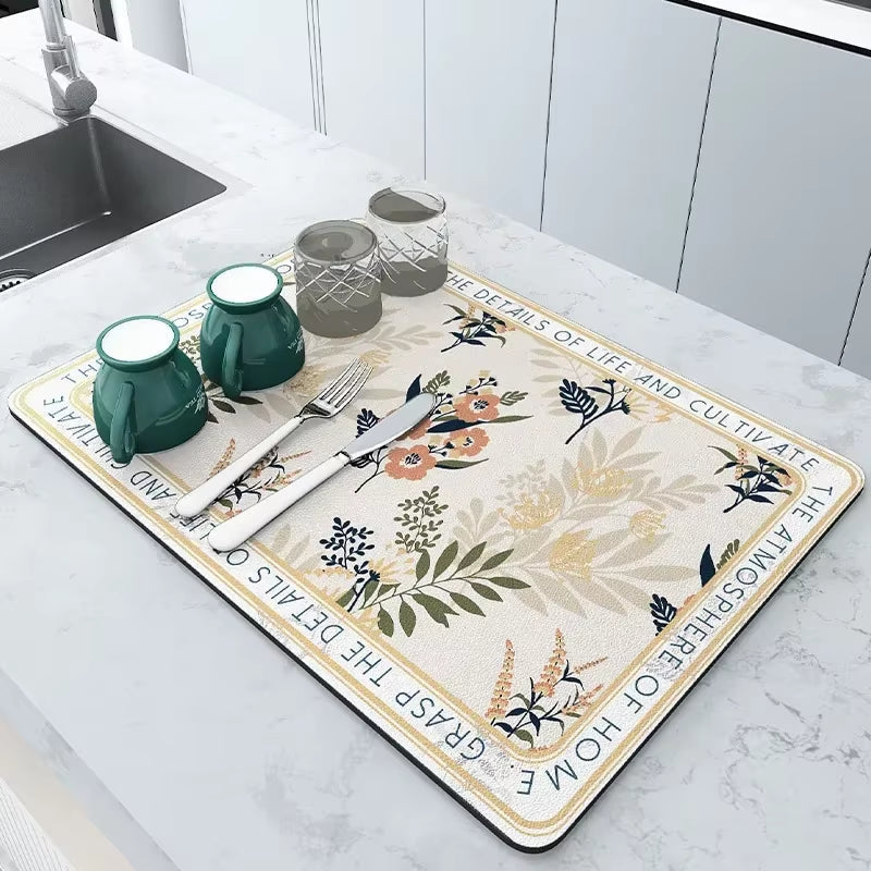 Diatomite Bar Placemat: Quick-Drying, Absorbent, and Non-Slip Dish Drainer Mat for Kitchen Counter