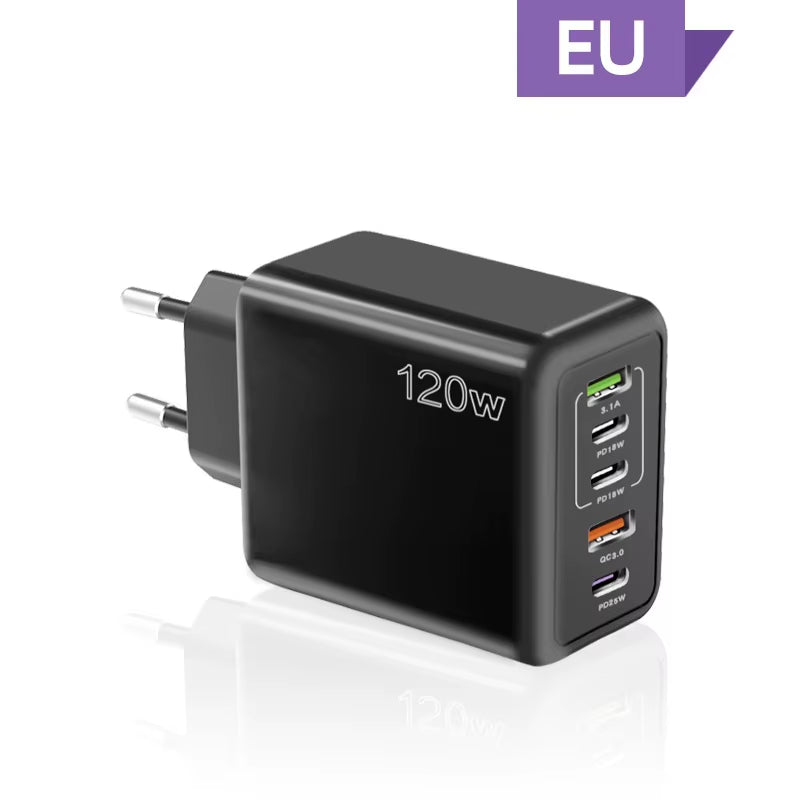 Charging Wall Charger: 5-in-1 2 USB and 3 Type-C Ports for Multiple Devices