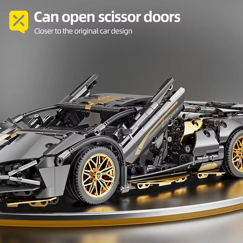 Sports Car Building Blocks Set: 1:14 Scale Racing Car Model for Enthusiasts of All Ages (1280 Pcs)