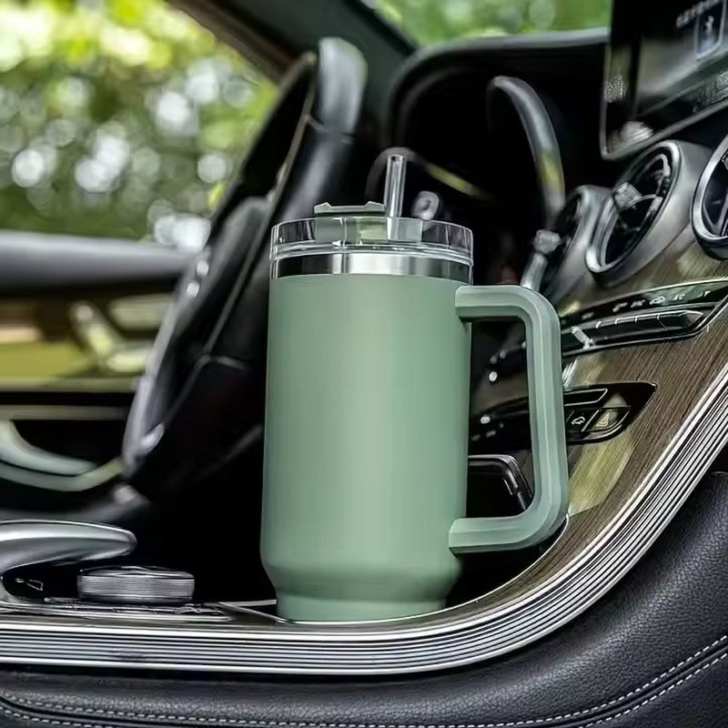 Stainless Steel Vacuum Tumbler 40oz – Travel Coffee Mug with Handle, Insulated Water Bottle & Outdoor Cup