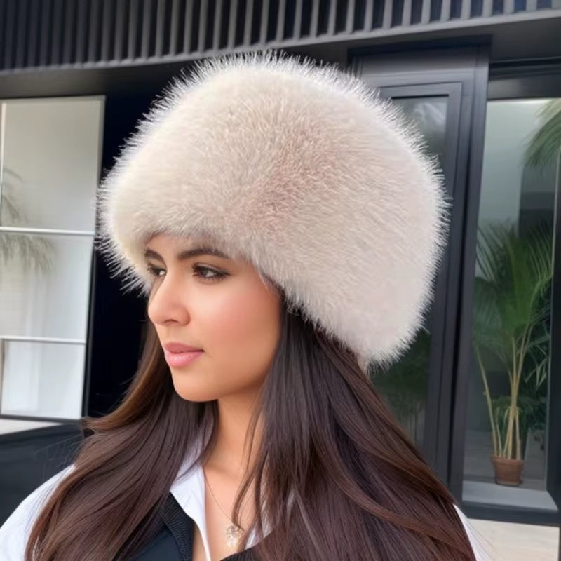 Winter Anti-Mink Women's Fisherman Hat: Simple Solid Color, Thickened Warm Dome Fur Bucket Hat for Women