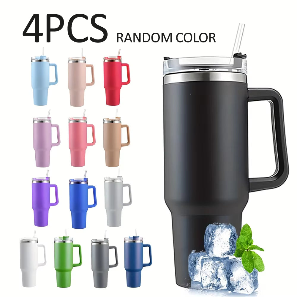 Stainless Steel Vacuum Tumbler 40oz – Travel Coffee Mug with Handle, Insulated Water Bottle & Outdoor Cup