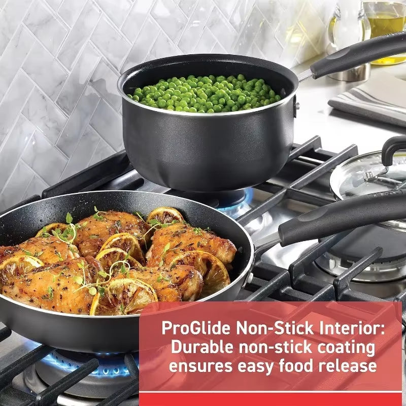 T-Fal Signature Nonstick 12-Piece Cookware Set: Oven and Broiler Safe (Up to 350°F), Dishwasher Safe, Black