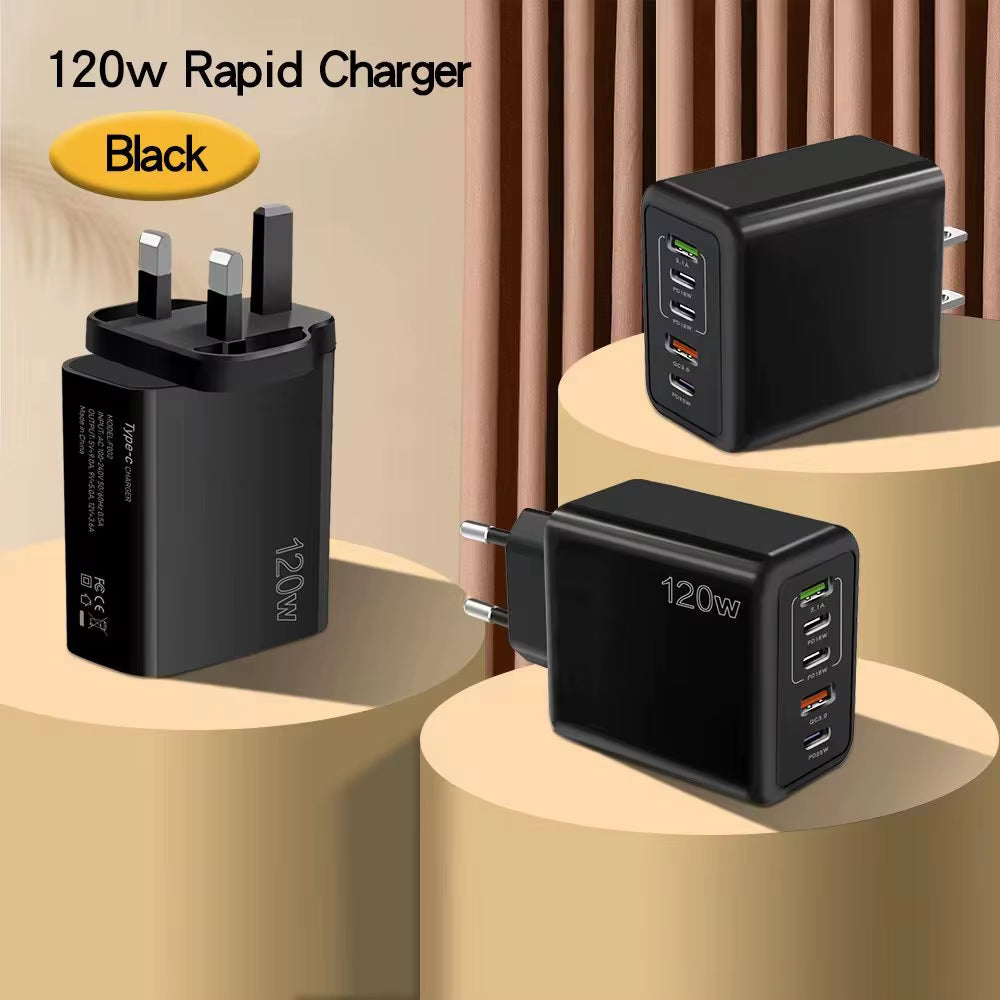 Charging Wall Charger: 5-in-1 2 USB and 3 Type-C Ports for Multiple Devices