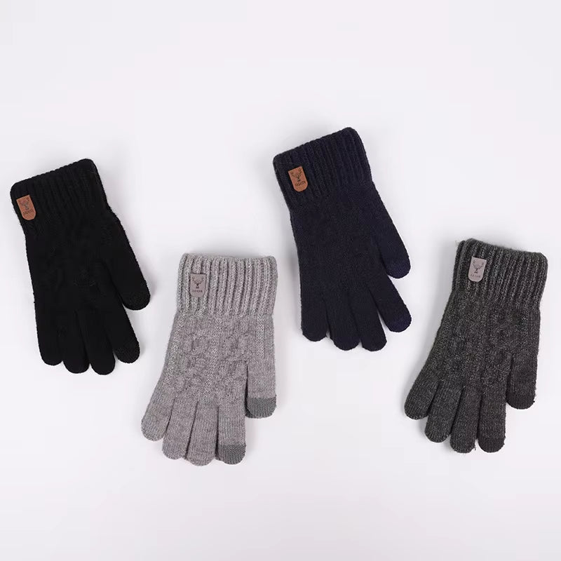 Men Winter Touchscreen Gloves: Warm Wool Knitted Fleece for Cold Weather