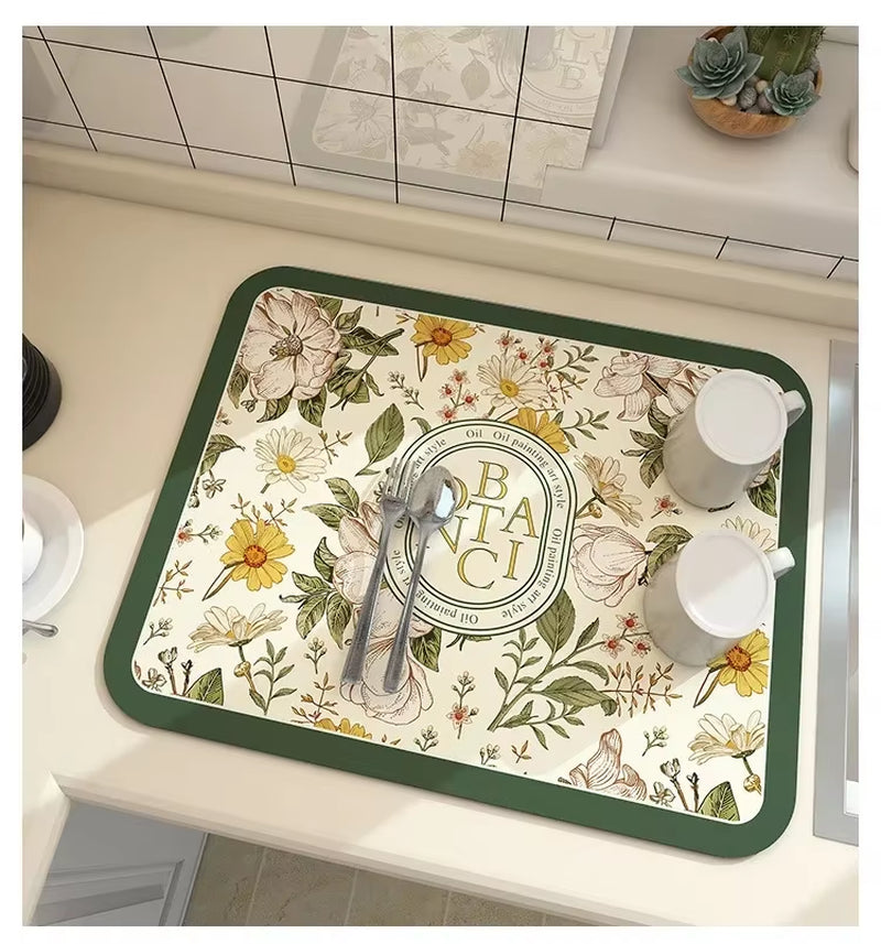 Diatomite Bar Placemat: Quick-Drying, Absorbent, and Non-Slip Dish Drainer Mat for Kitchen Counter