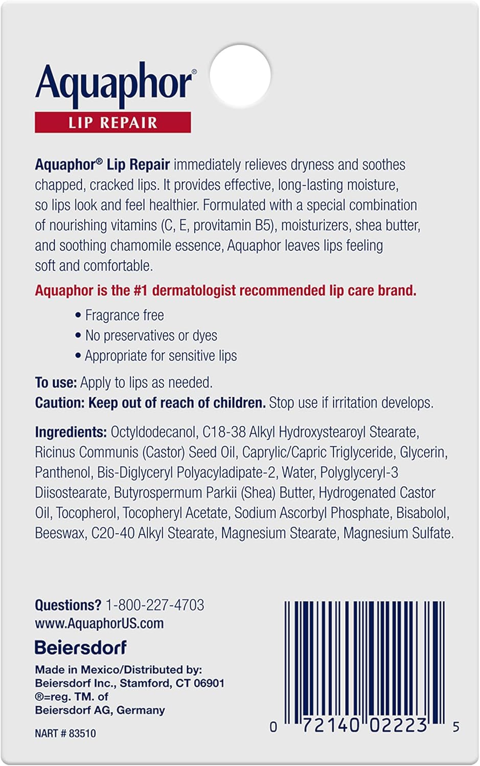 Aquaphor Lip Repair Ointment - Hydrating Lip Balm Duo for Dry Lips, Perfect Holiday Gift Set