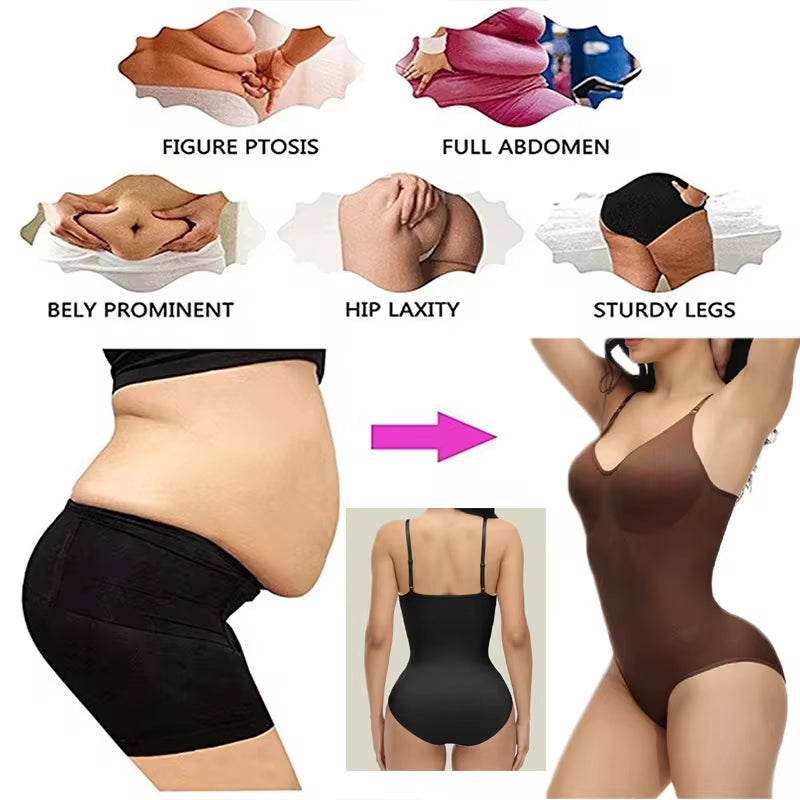 Spaghetti Strap Body Suits Open Crotch Shapewear Slimming Body