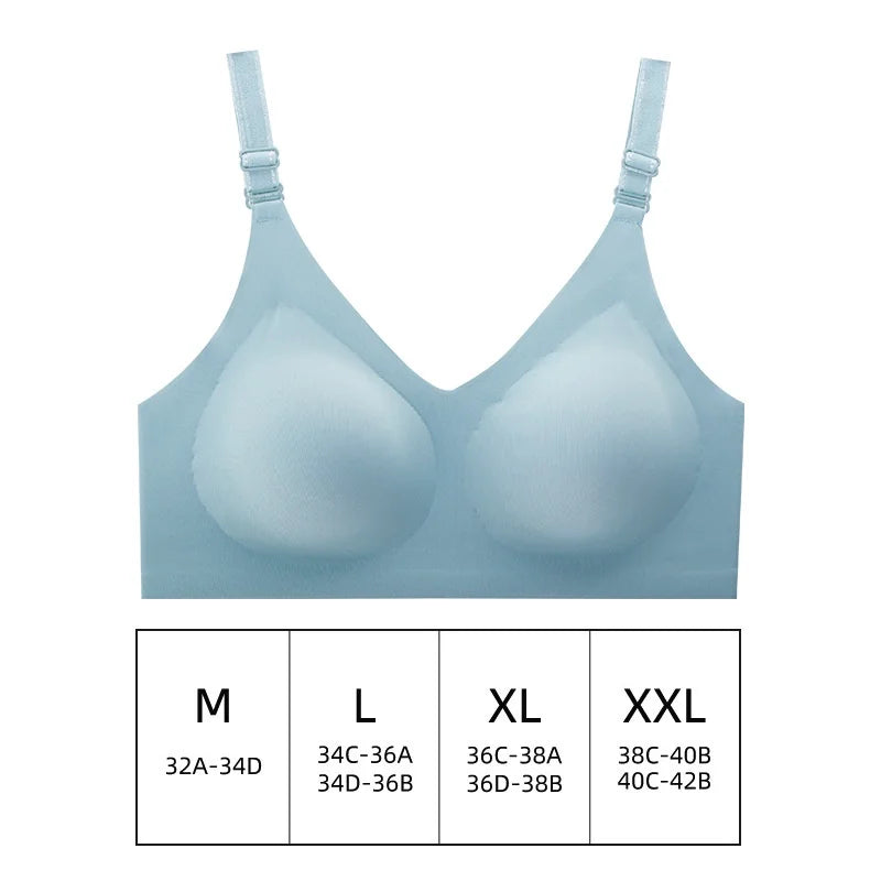 Women Seamless Bras Thin Style Comfortable Lingerie Deep V Gather