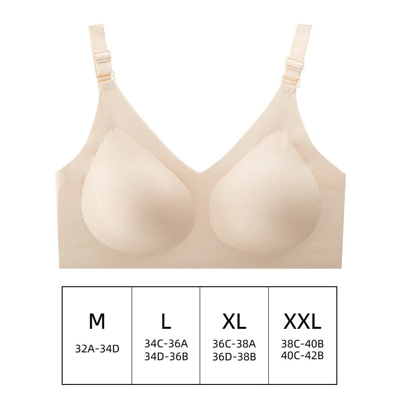 Women Seamless Bras Thin Style Comfortable Lingerie Deep V Gather
