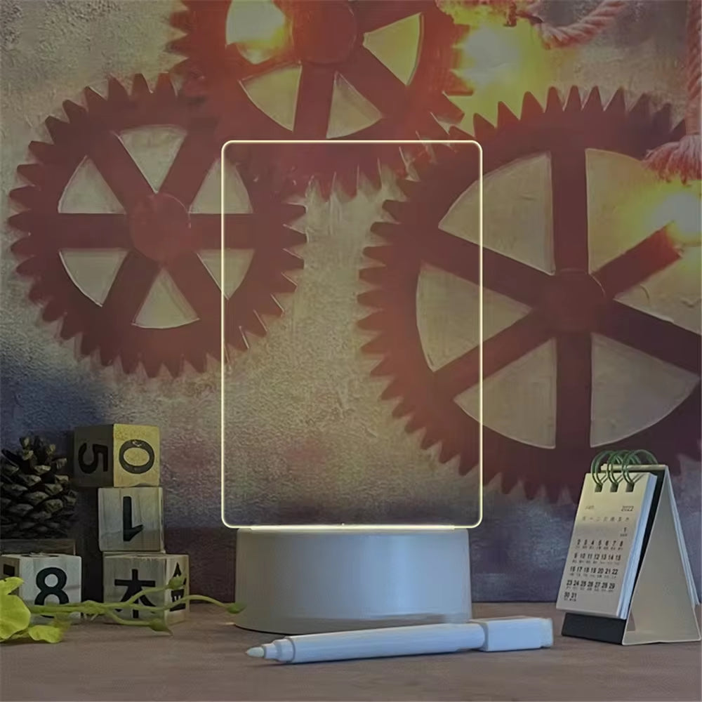 Transparent Luminous LED Night Light: USB-Powered Acrylic Message Board