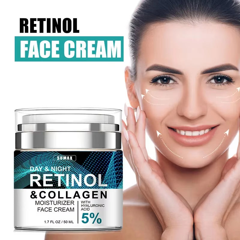 Retinol Anti-Aging Face Cream: Moisturizing Wrinkle Remover with Collagen and Hyaluronic Acid