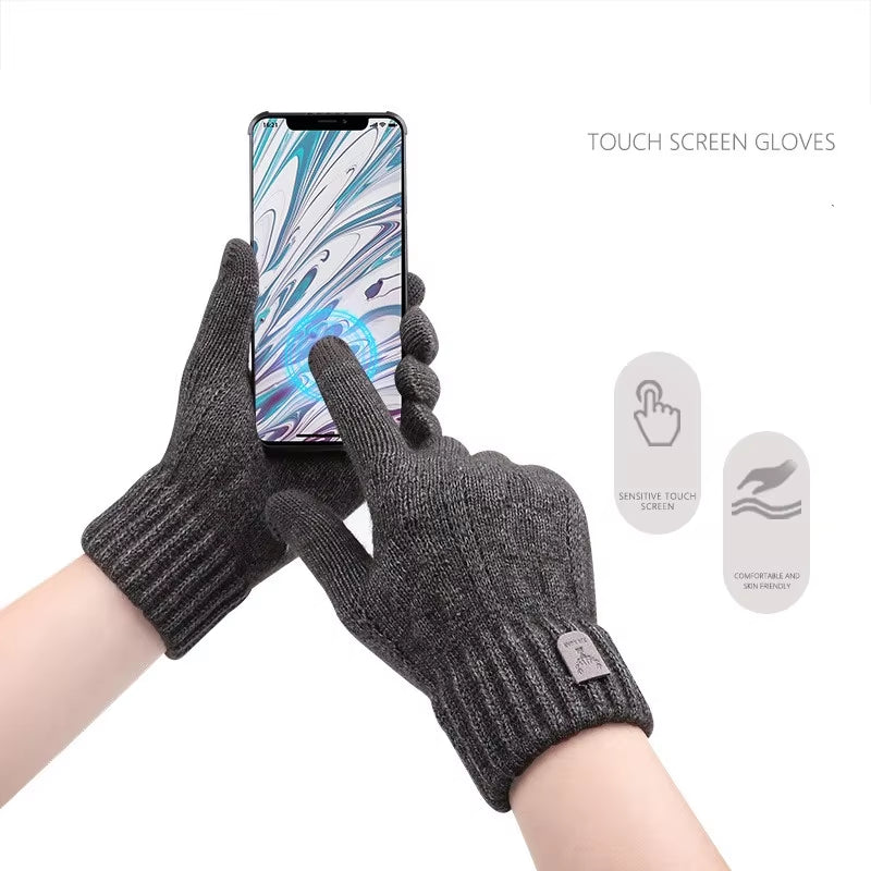 Men Winter Touchscreen Gloves: Warm Wool Knitted Fleece for Cold Weather