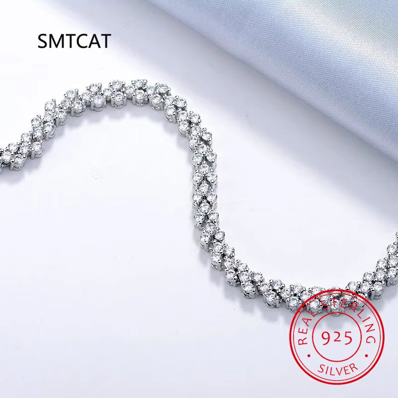 Silver 925 Lab-Created Diamond Simulated Moissanite Bracelets: Elegant Jewelry for Women and Girls