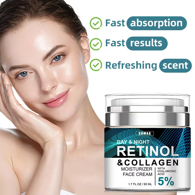 Retinol Anti-Aging Face Cream: Moisturizing Wrinkle Remover with Collagen and Hyaluronic Acid