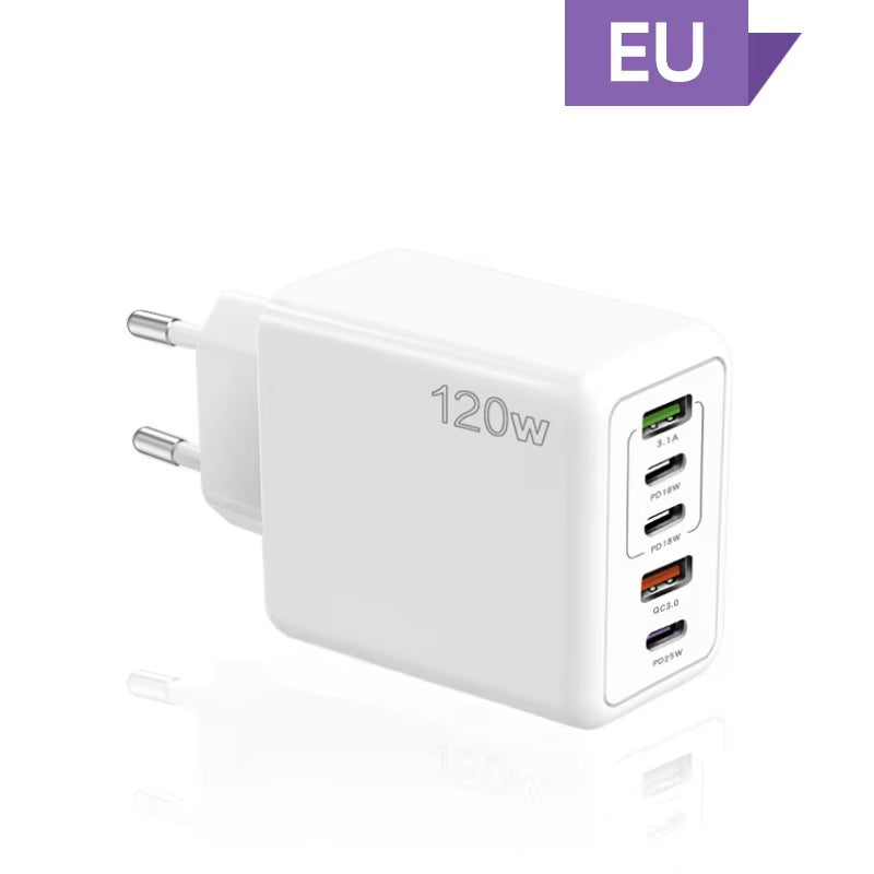 Charging Wall Charger: 5-in-1 2 USB and 3 Type-C Ports for Multiple Devices