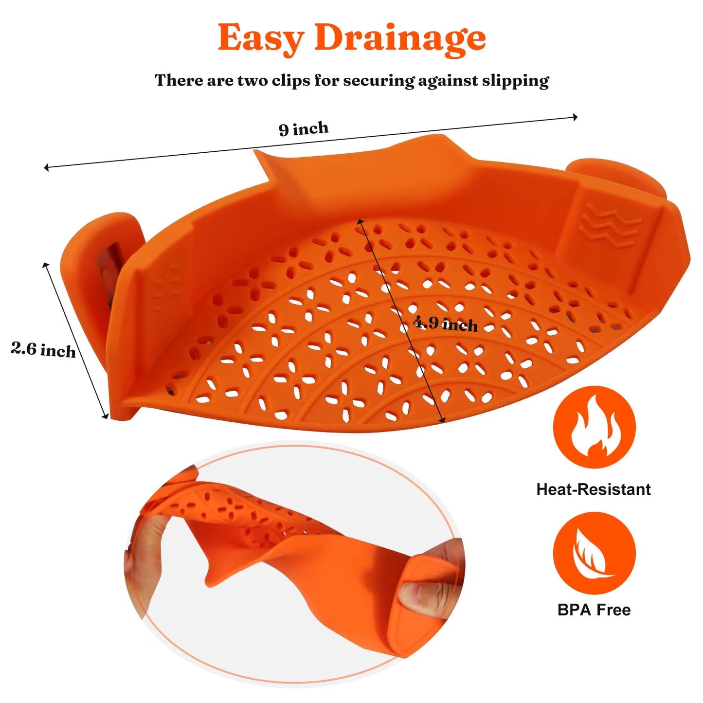Universal Silicone Clip-On Pan Pot Strainer: Anti-Spill, Food-Grade Colander for Pasta, Fruits, and Vegetables