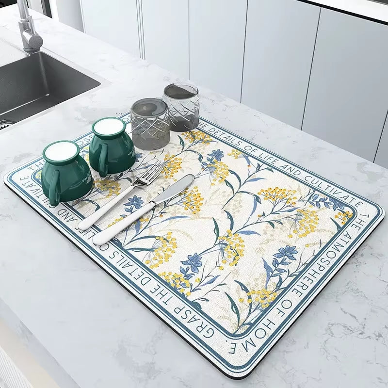 Diatomite Bar Placemat: Quick-Drying, Absorbent, and Non-Slip Dish Drainer Mat for Kitchen Counter