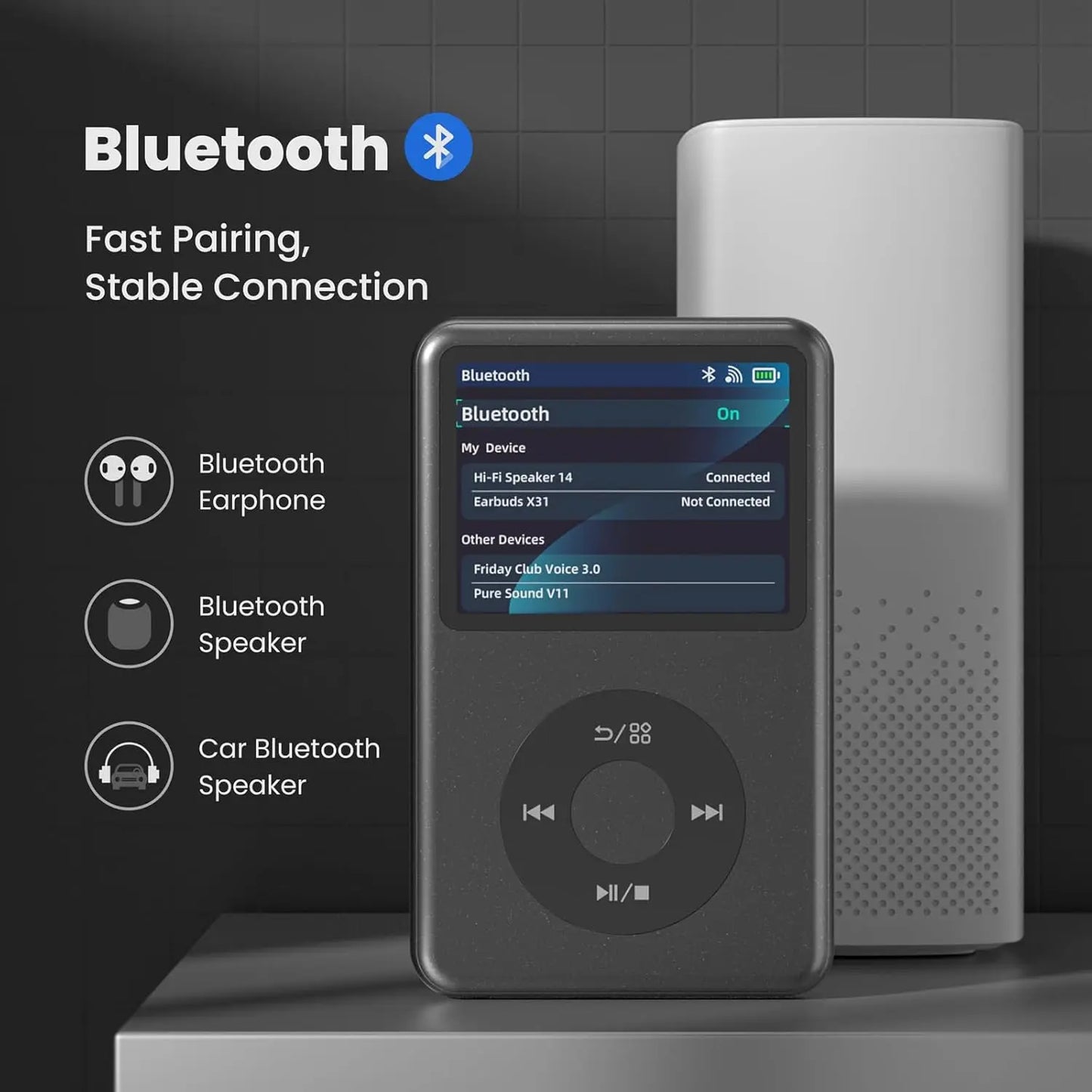 iPod Classic 128GB MP3 Music Player β HiFi Bluetooth Audio Player with FM Radio, Video Playback & Built-in Speaker