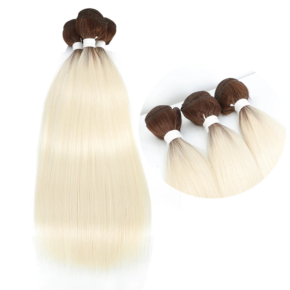 Bone Straight Hair Bundles – Synthetic Yaki Straight Extensions, Full-End Long Ponytail Weaving for Women