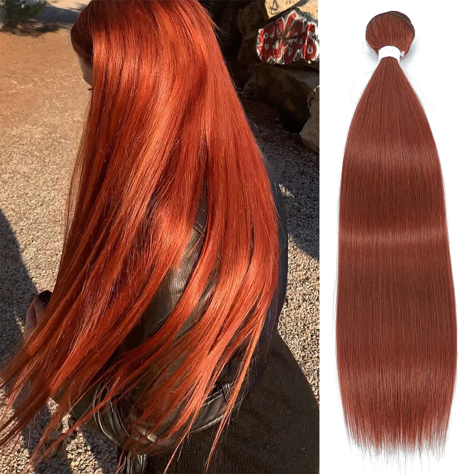 Bone Straight Hair Bundles – Synthetic Yaki Straight Extensions, Full-End Long Ponytail Weaving for Women