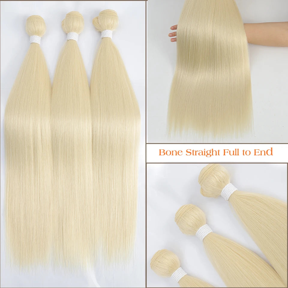 Bone Straight Hair Bundles – Synthetic Yaki Straight Extensions, Full-End Long Ponytail Weaving for Women