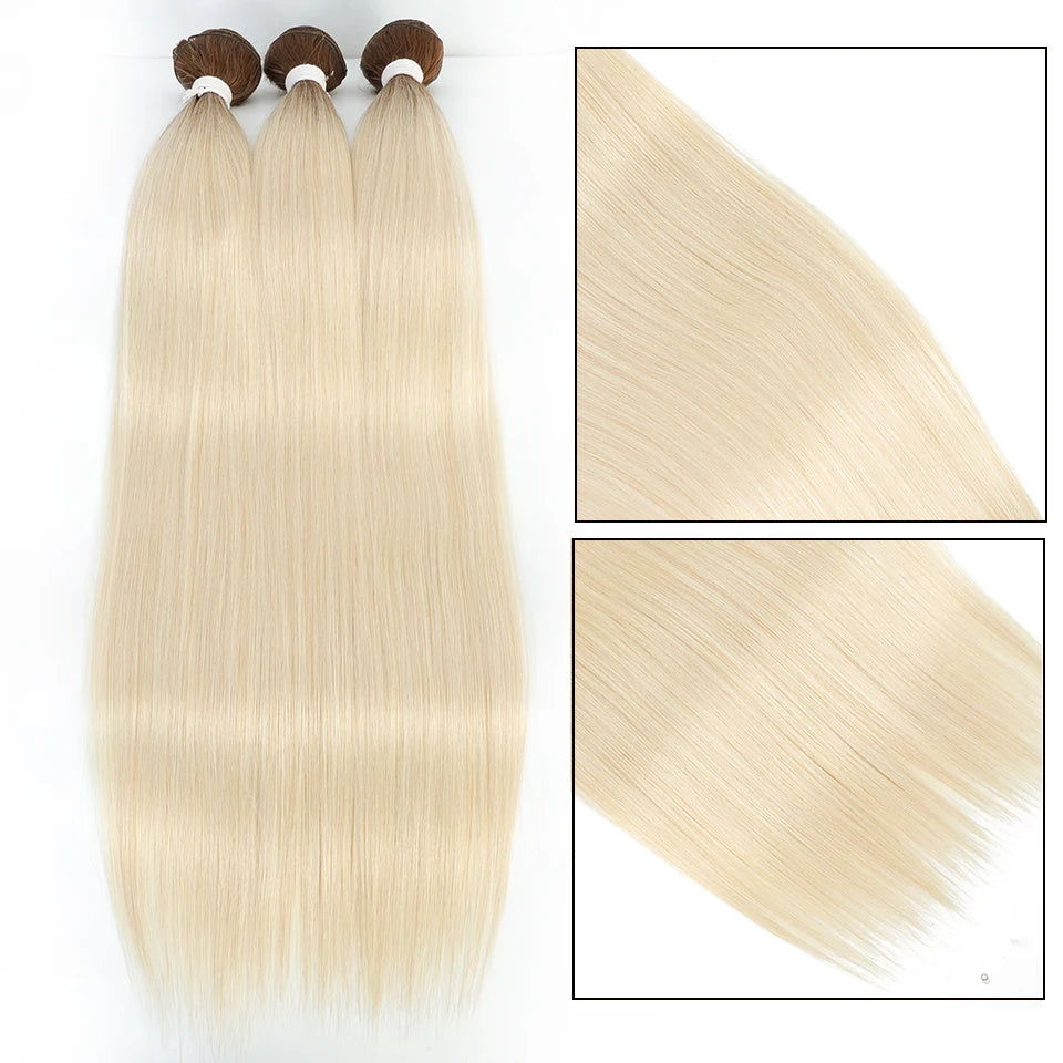 Bone Straight Hair Bundles – Synthetic Yaki Straight Extensions, Full-End Long Ponytail Weaving for Women