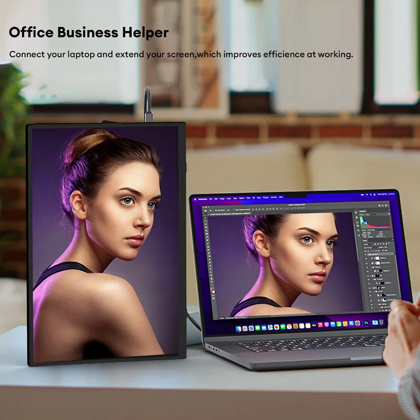 ZEUSLAP 15.6" Portable Monitor – FHD 100% sRGB, 300 Nits, Ultra-Thin Display with Back Stand for Laptop, Phone & Gaming
